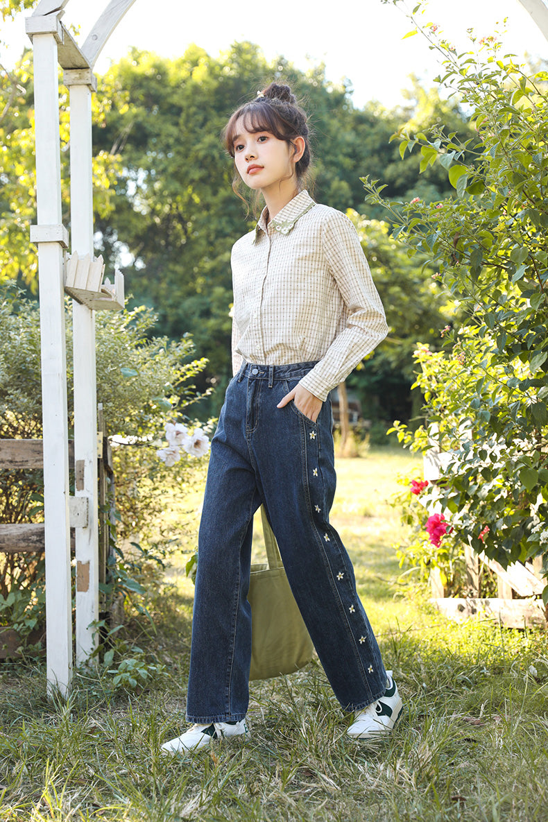 Jasmine Floral Embroidered Jeans (Dark Denim)