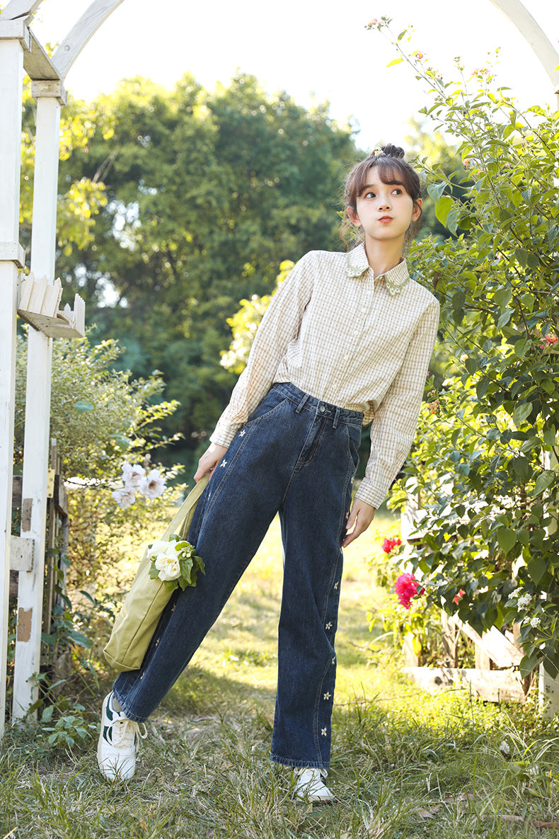 Jasmine Floral Embroidered Jeans (Dark Denim)