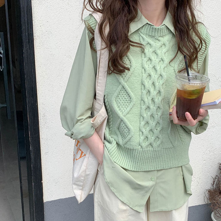 Candy Cable Knit Vest (4 Colors)
