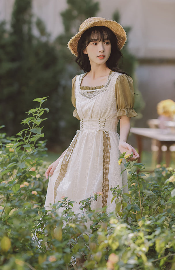 Fair Maiden Dress (Olive/Cream)