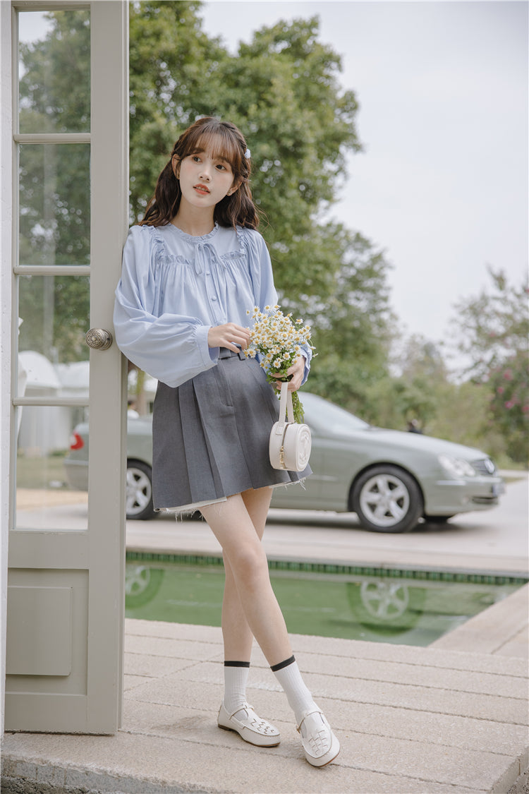 Essential Ruffle Trim Blouse (2 Colors)