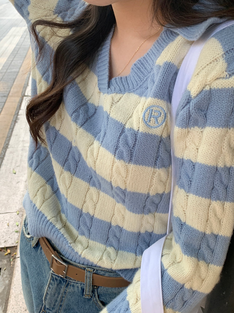 Cable Knit Polo Sweater (6 Colors)
