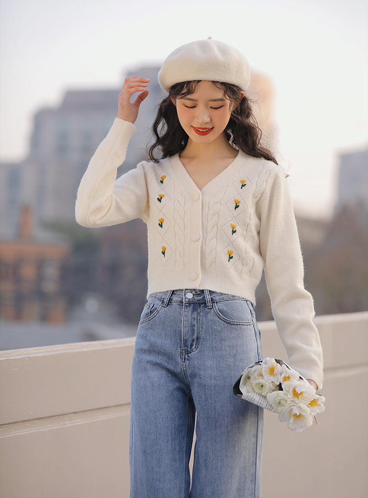 Little Tulip Cropped Cardigan (4 Colors)