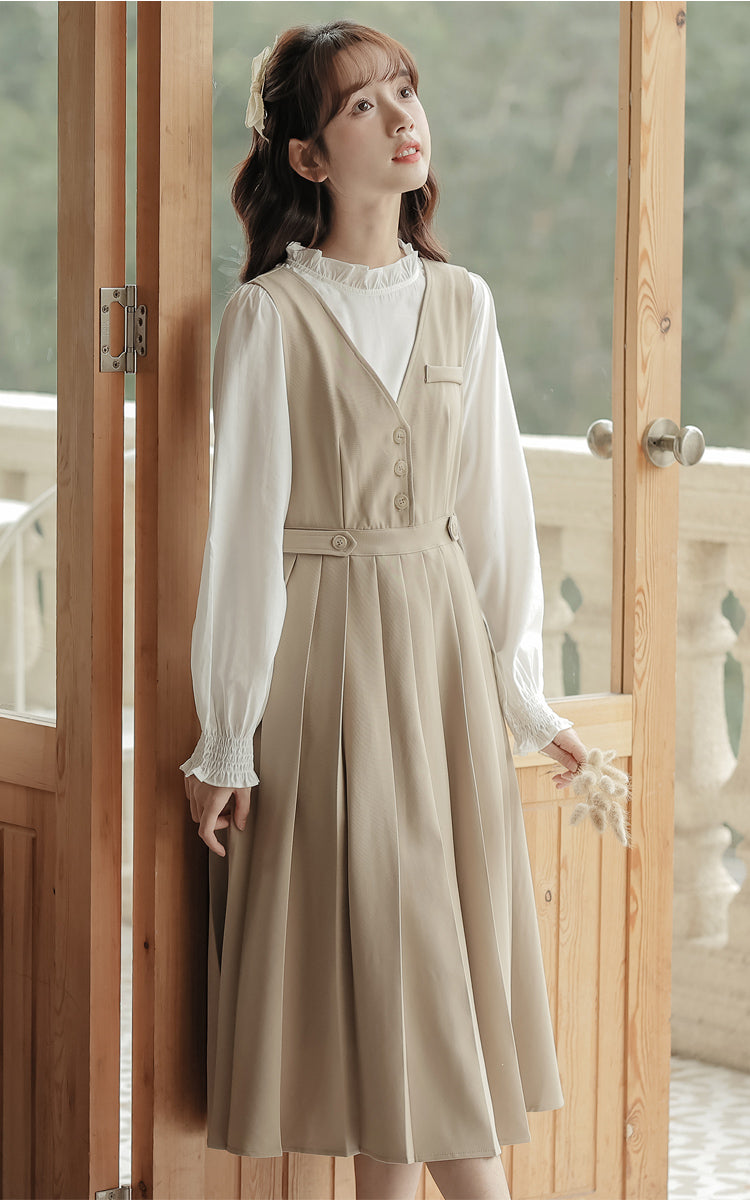 Journalist Midi Pinafore Set (2 Colors)