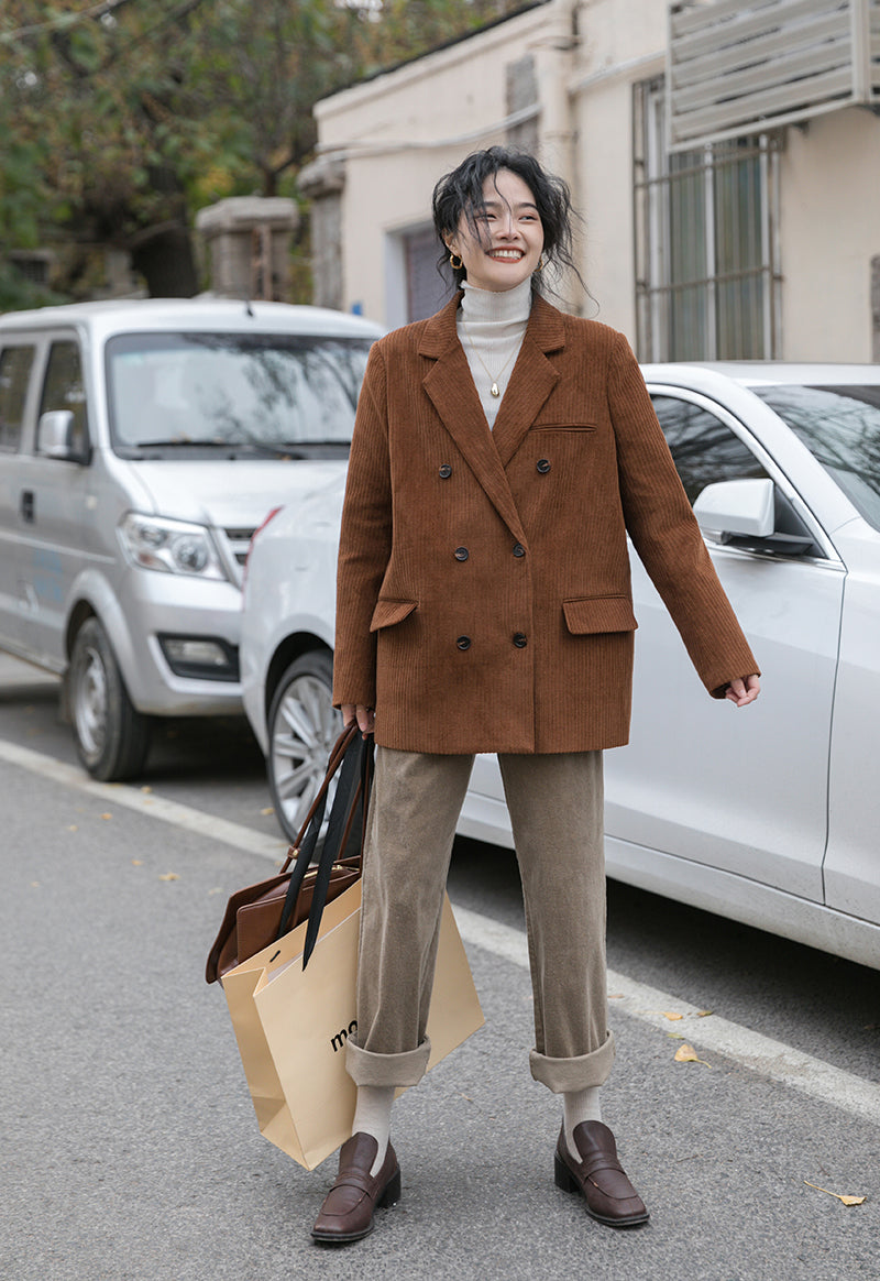 Corduroy Double Breasted Blazer Jacket (7 Colors)