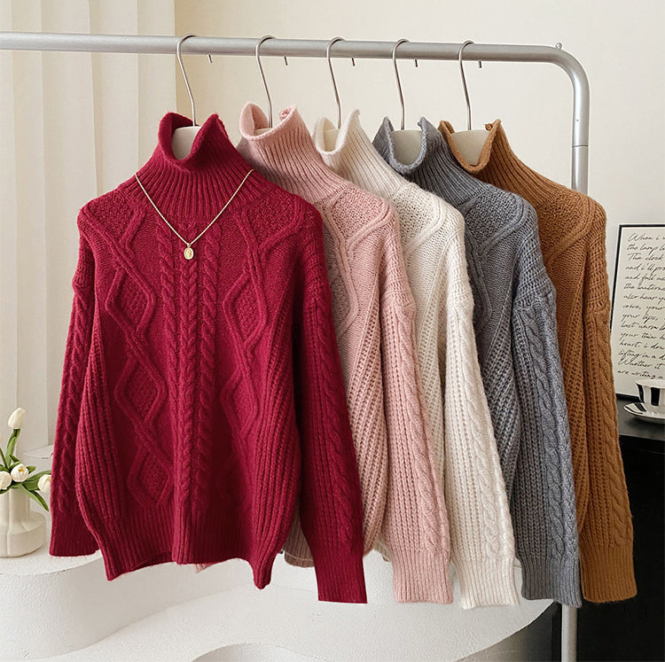 Cable Knit Turtleneck Sweater (5 Colors)