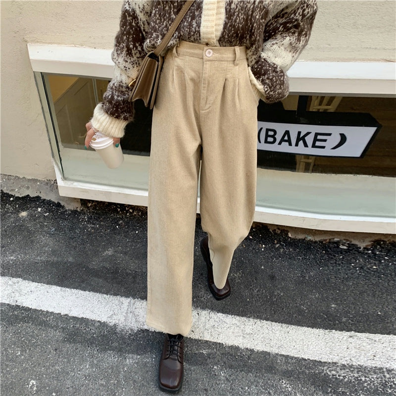 Pleated Corduroy Pants (4 Colors)
