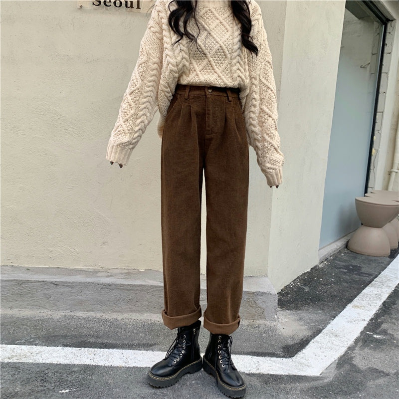 Pleated Corduroy Pants (4 Colors)