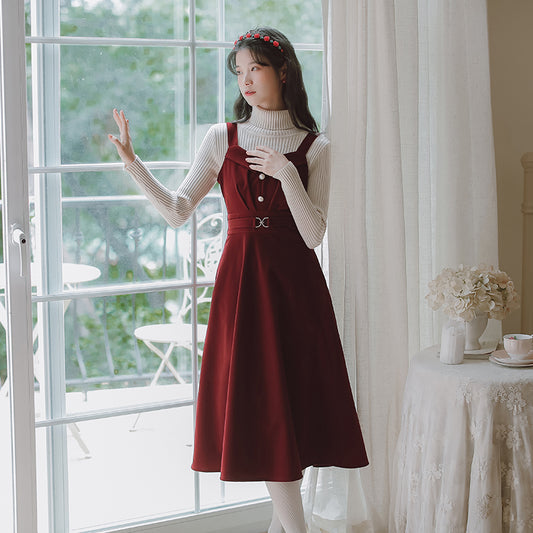 Corduroy Pearl Cami Midi Dress (2 Colors)