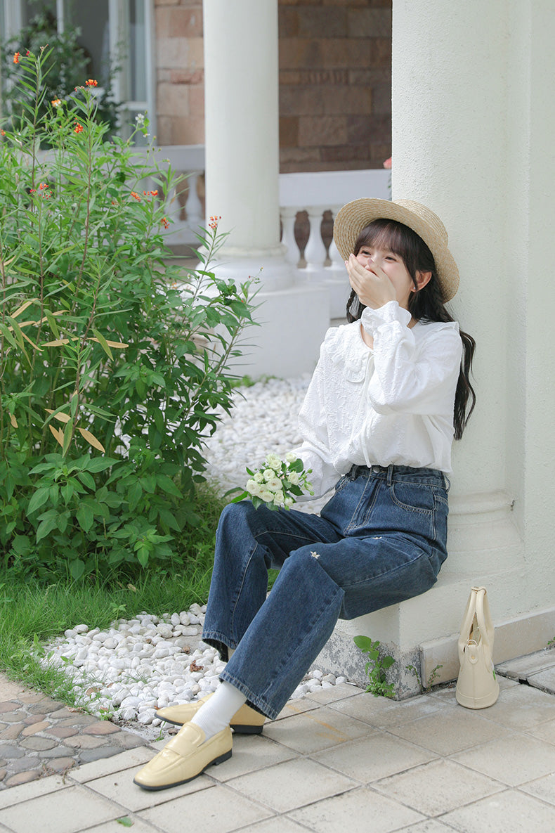 Raining Daisies Embroidered Jeans (Dark Denim)