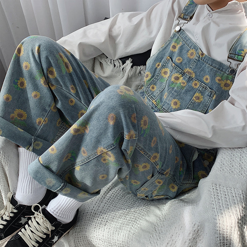 Sunflower Denim Overalls (Light Blue)