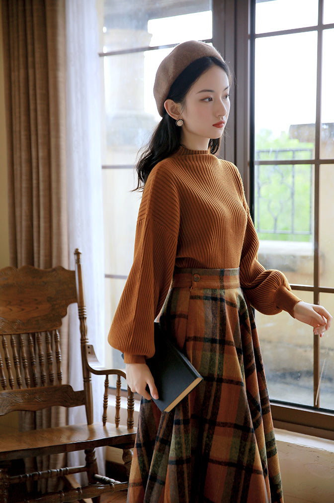 Pumpkin Spice Sweater & Skirt Set (Orange)