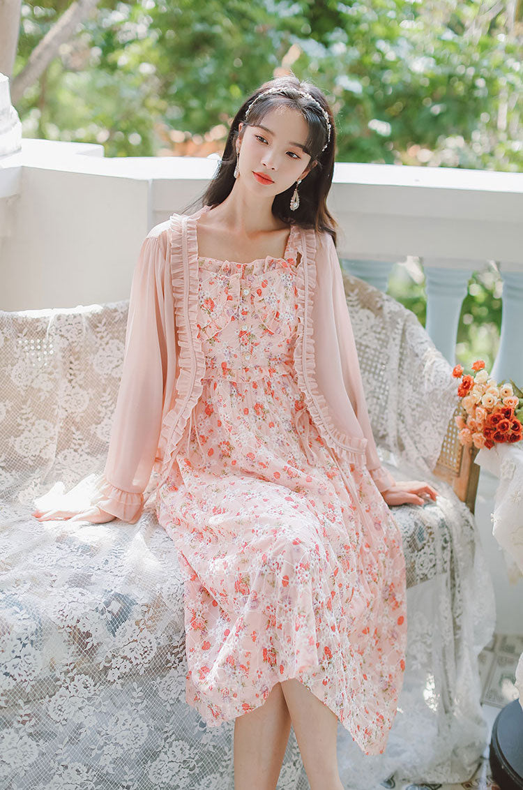 Tea Cup Floral Cami Dress (Pink)