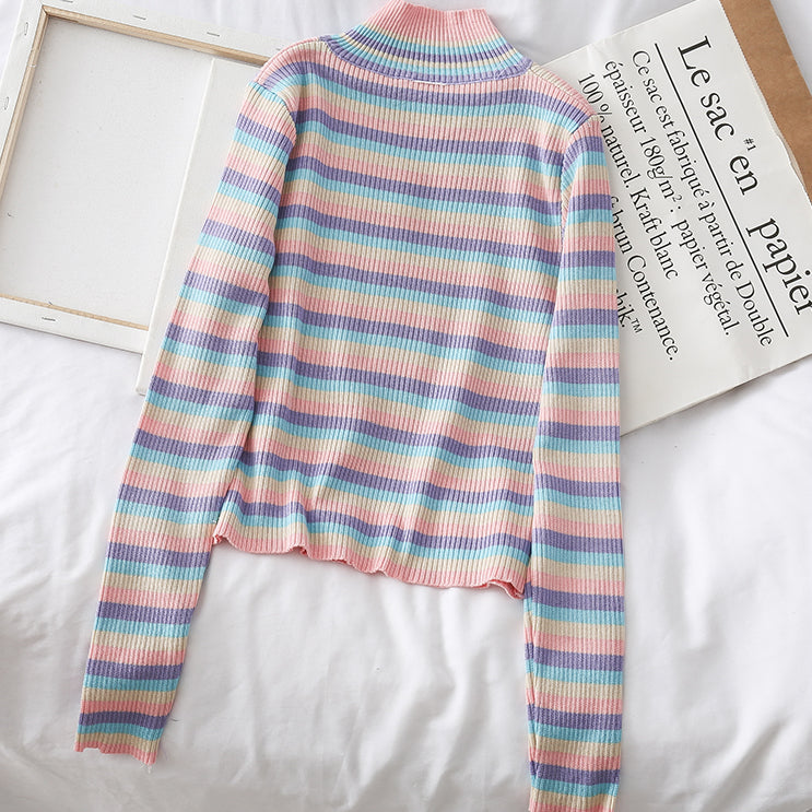 Rainbow Mock Neck Sweater (2 Colors)