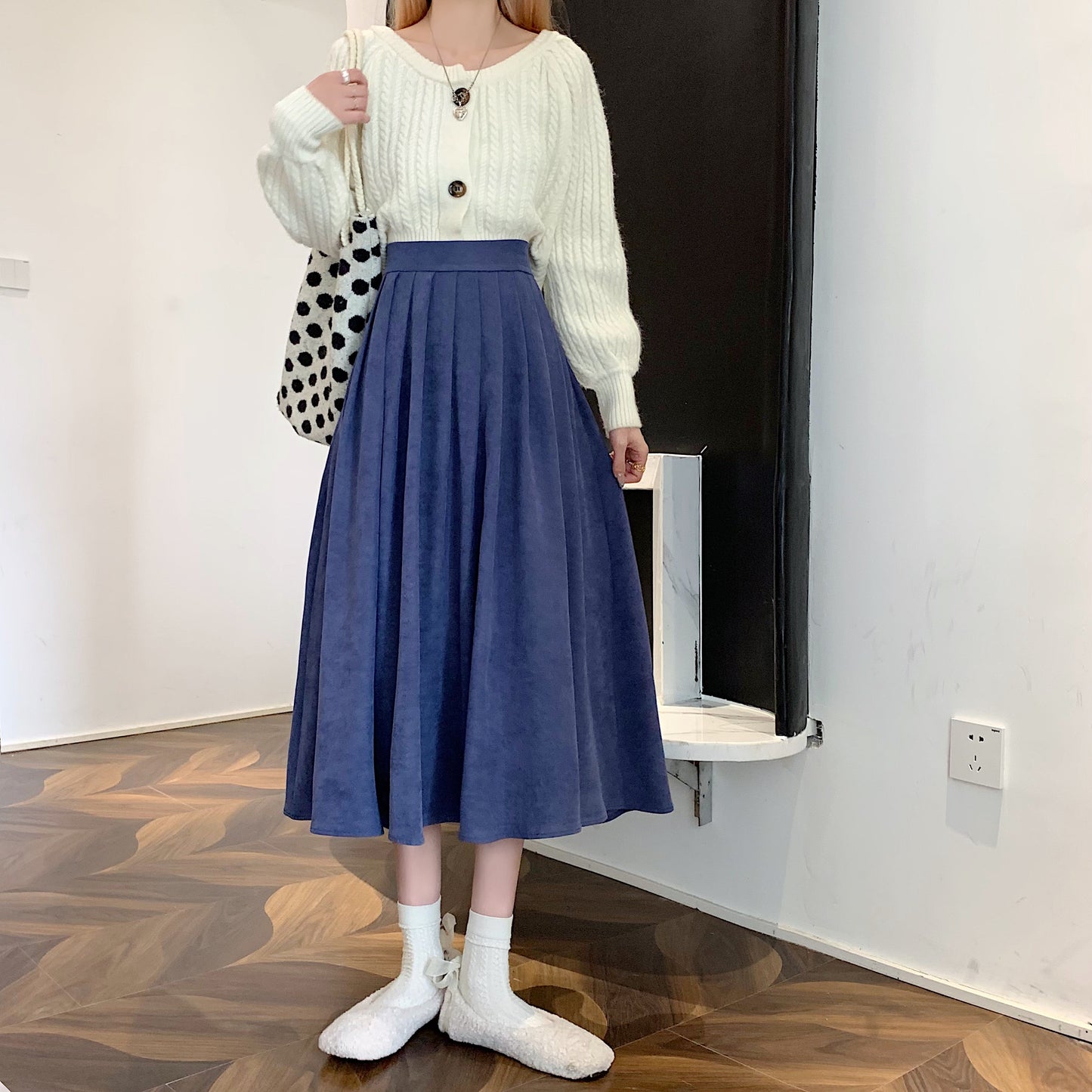 Corduroy Suede Midi Skirt (5 Colors)
