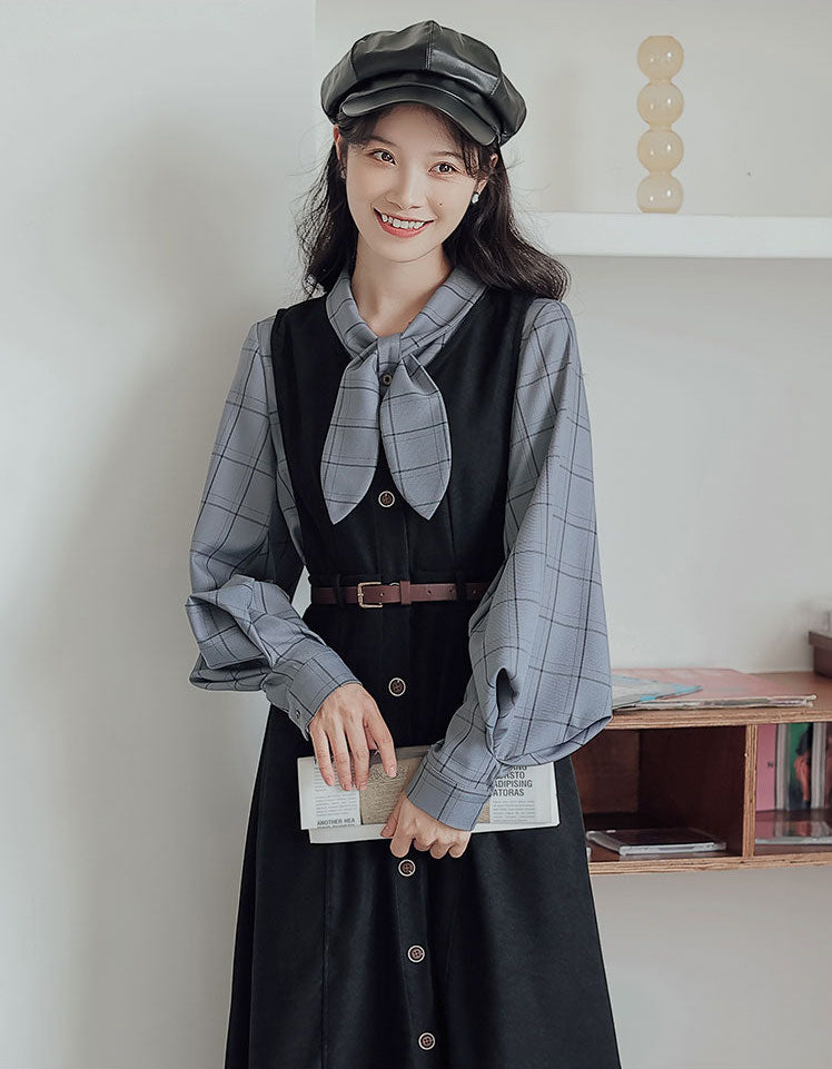 Button Up Suede Pinafore Dress (4 Colors)