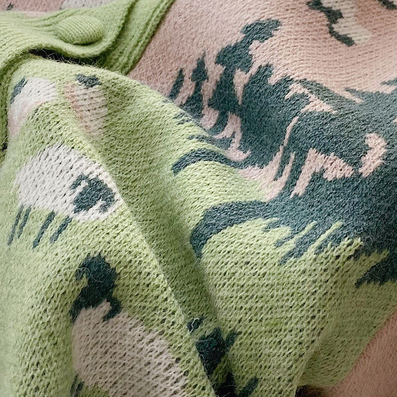 Country Sheep Cardigan (Pink/Green)