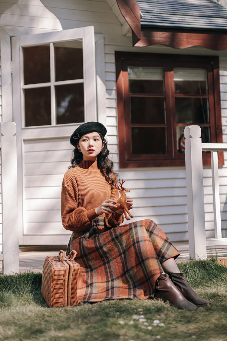 Pumpkin Spice Sweater & Skirt Set (Orange)