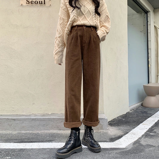 Pleated Corduroy Pants (4 Colors)