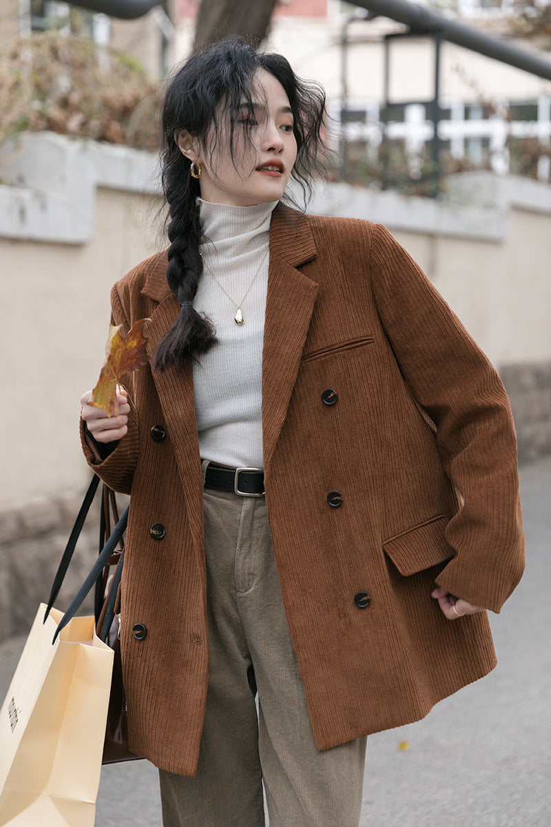 Corduroy Double Breasted Blazer Jacket (7 Colors)