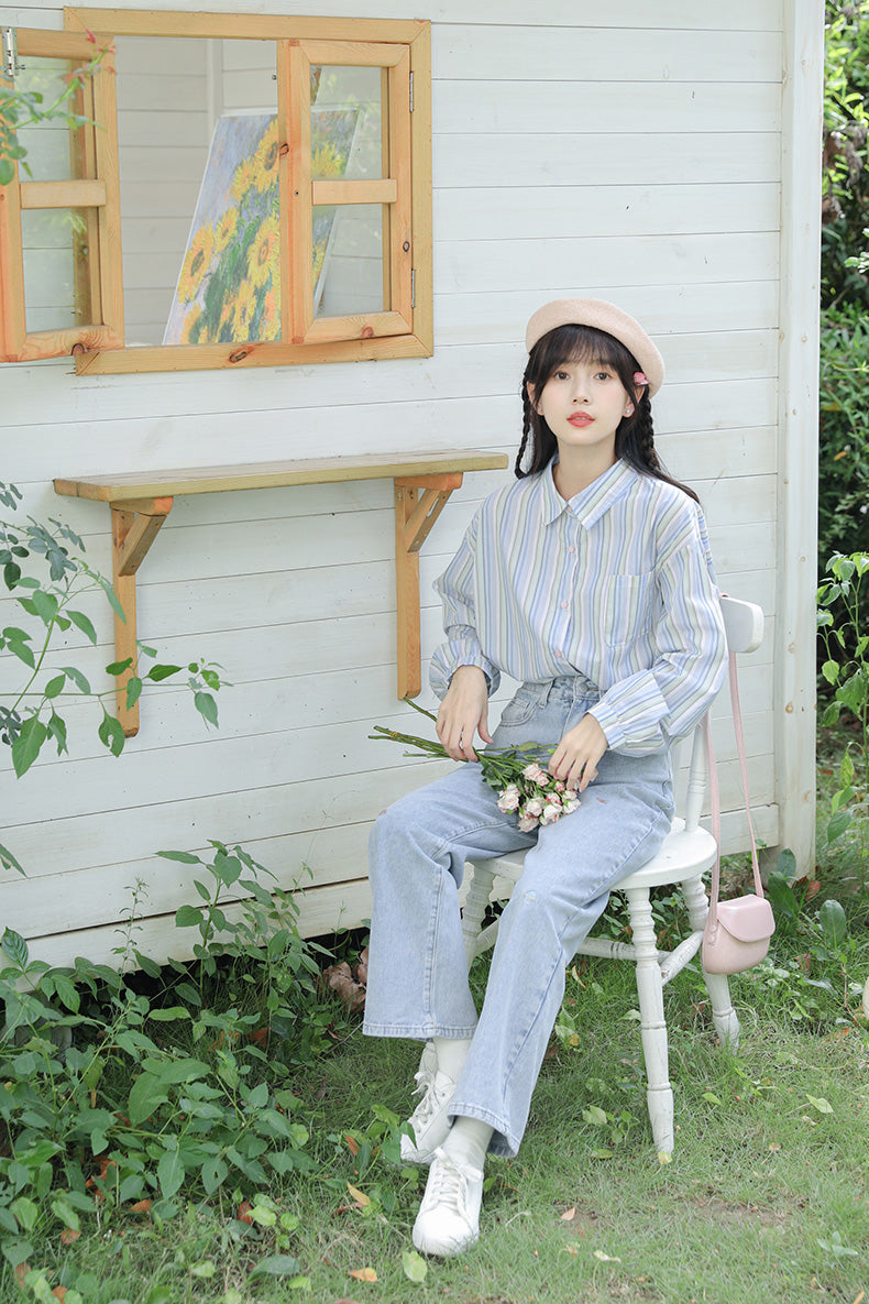 Saturn Embroidered Jeans (Light Denim)