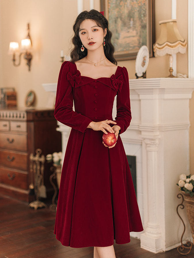 Poison Apple Suede Midi Dress (Red)