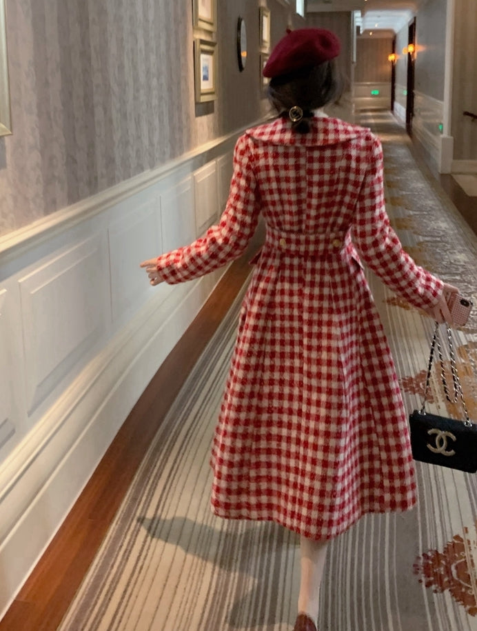 Candy Cane Gingham Dress Coat (Red/White)