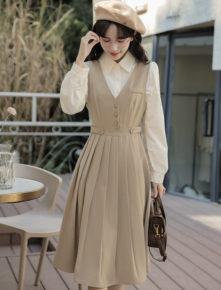 Journalist Midi Pinafore Set (2 Colors)