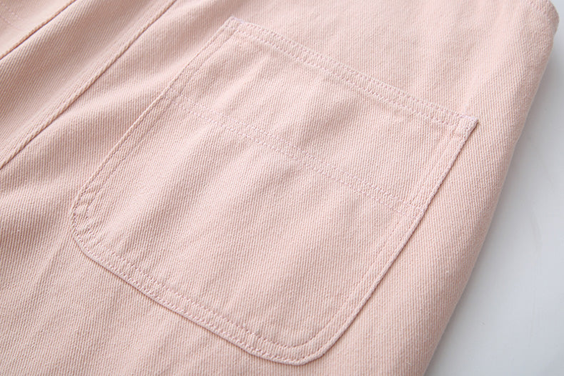 Daisy Chain Embroidered Denim Overalls (Pink)