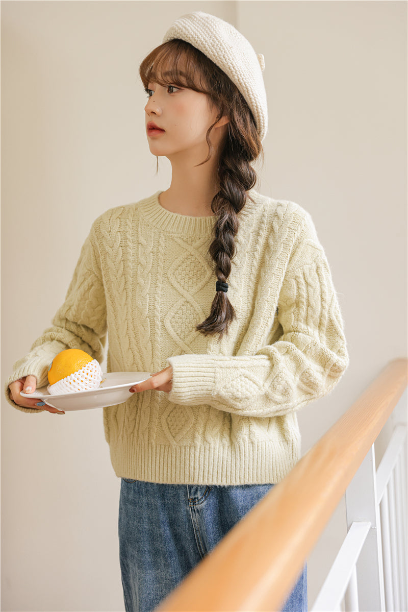 Basic Cable Knit Sweater (6 Colors)