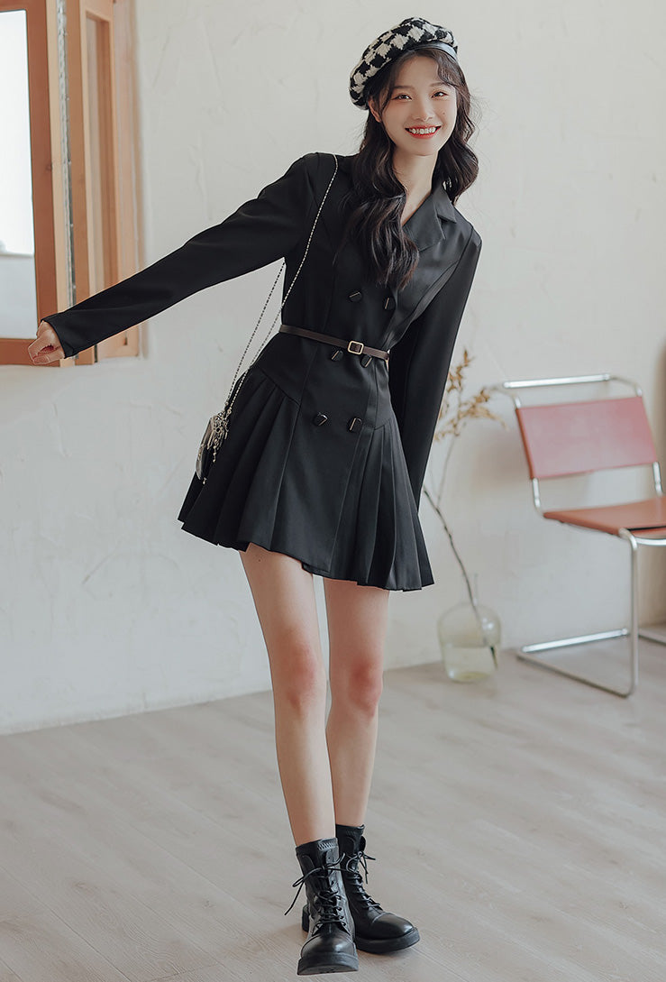 Chic Days Mini Blazer Dress (Black)