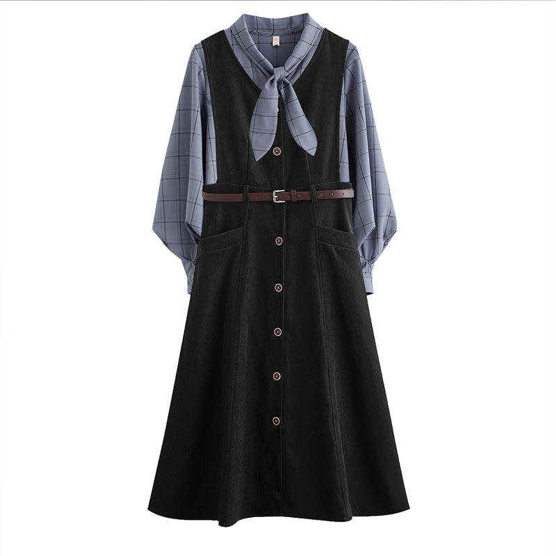 Button Up Suede Pinafore Dress (4 Colors)