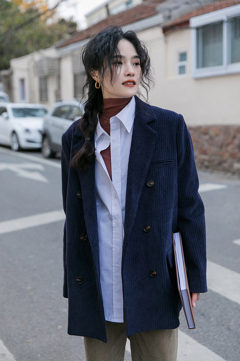 Corduroy Double Breasted Blazer Jacket (7 Colors)