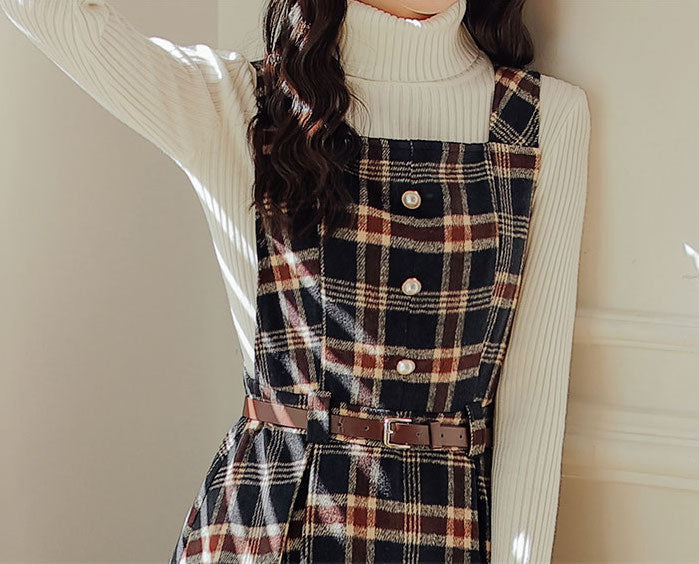 Holiday Plaid Pinafore Midi Dress (2 Colors)
