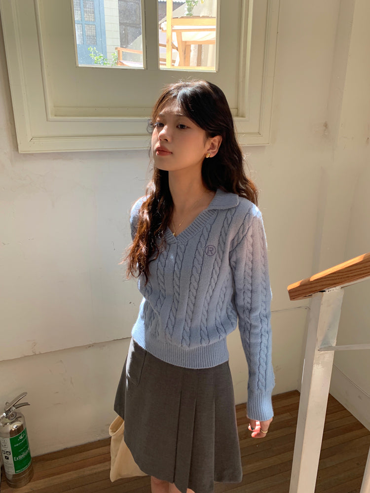 Cable Knit Polo Sweater (6 Colors)