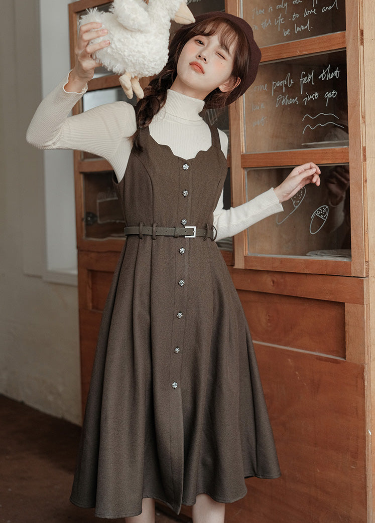 Button Up Scallop Cami Dress (3 Colors)