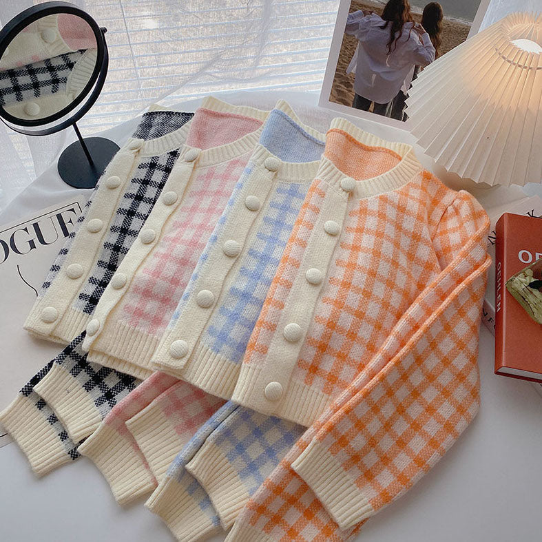 Cropped Gingham Cardigan (5 Colors)