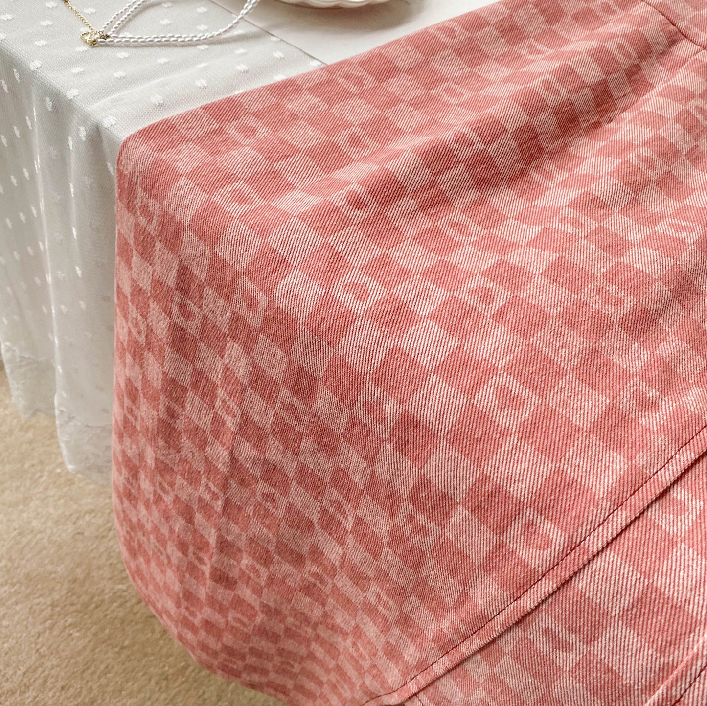 Heart Checkerboard Asymmetrical Dress (Pink)