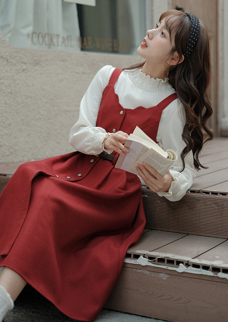 Button Up Scallop Cami Dress (3 Colors)