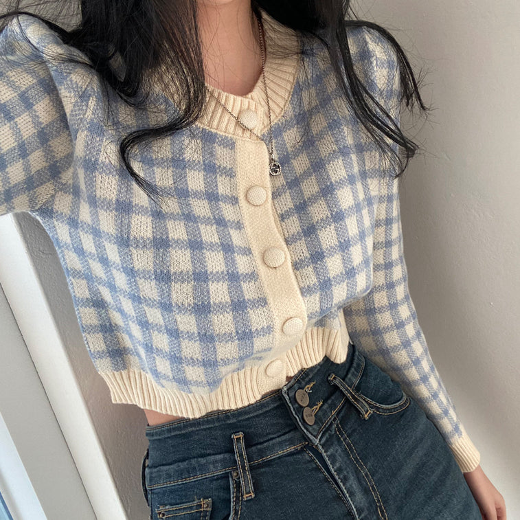 Cropped Gingham Cardigan (5 Colors)