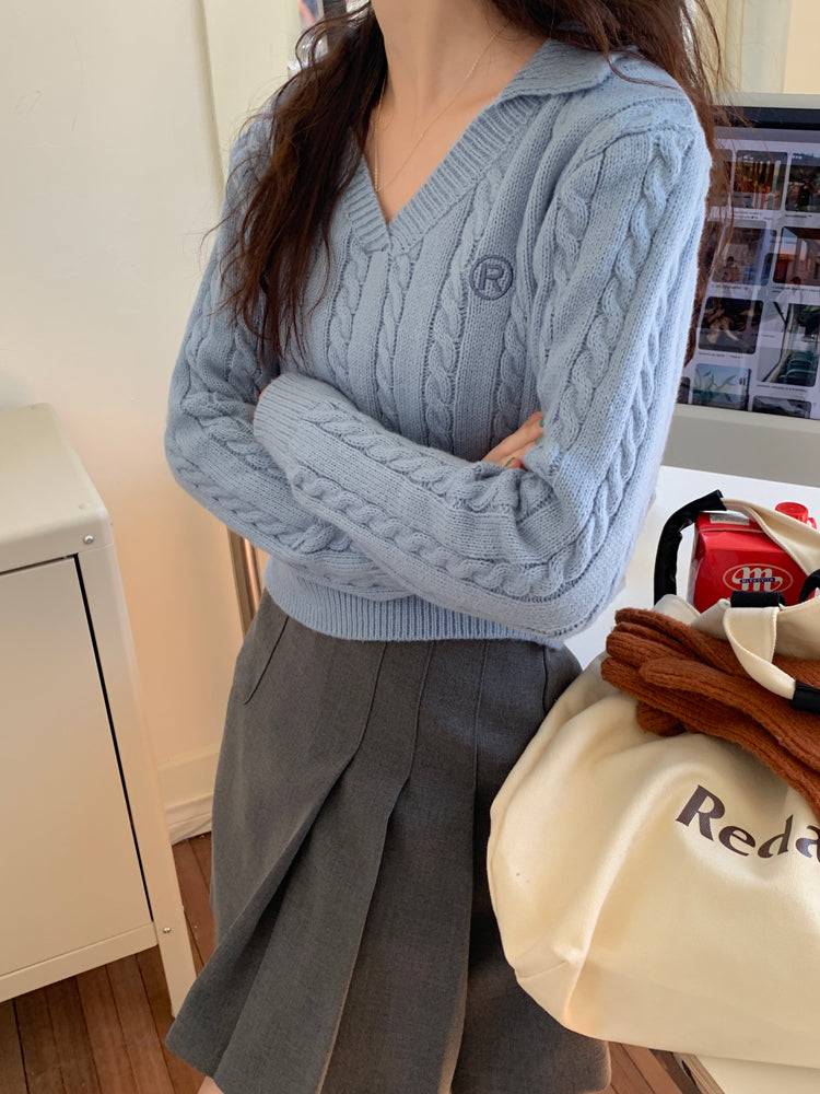 Cable Knit Polo Sweater (6 Colors)