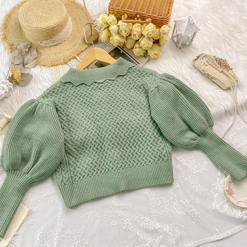 Sunflower Collared Cardigan (Sage)