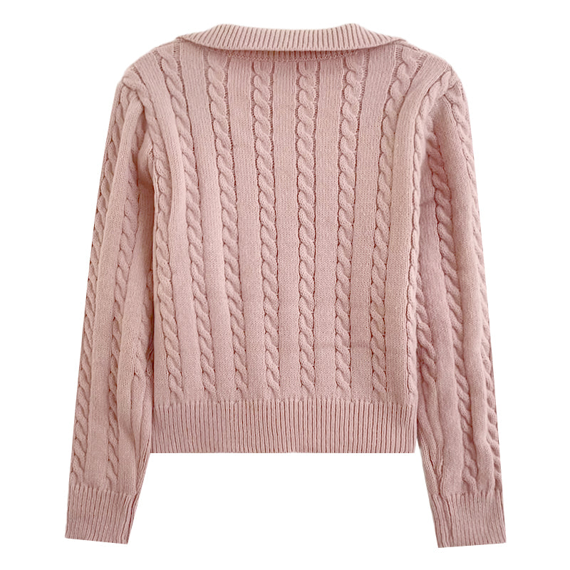 Cable Knit Polo Sweater (6 Colors)