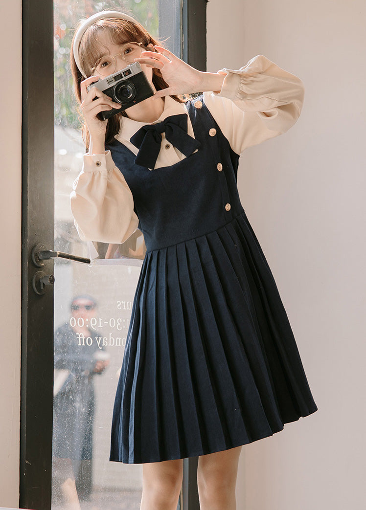 Varsity Pleated Twofer Dress (2 Colors)