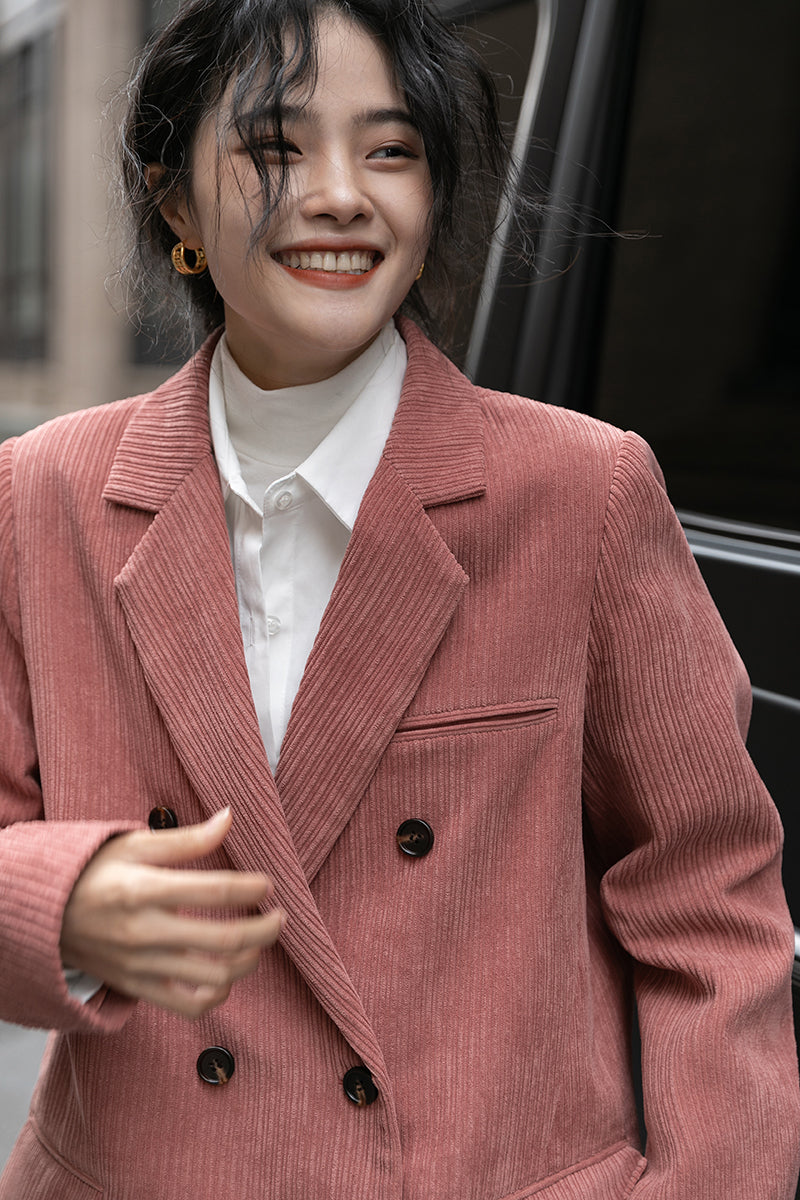 Corduroy Double Breasted Blazer Jacket (7 Colors)