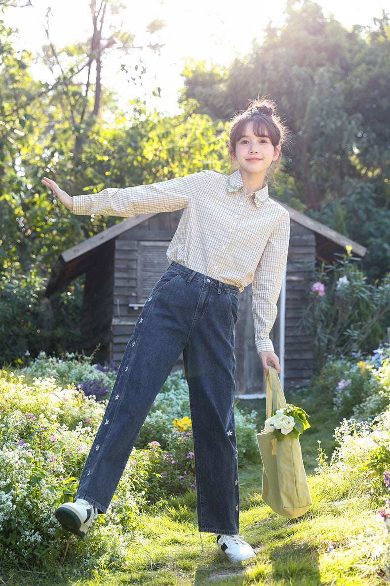 Jasmine Floral Embroidered Jeans (Dark Denim)