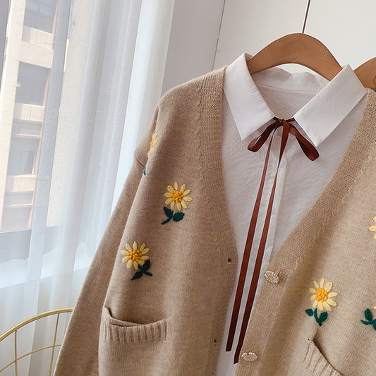 Embroidered Daisy Cardigan (3 Colors)