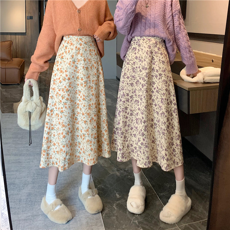Fall Florals Midi Skirt (3 Colors)