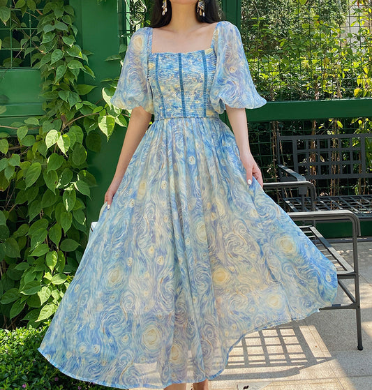 Starry Nights Midi Dress (Blue)