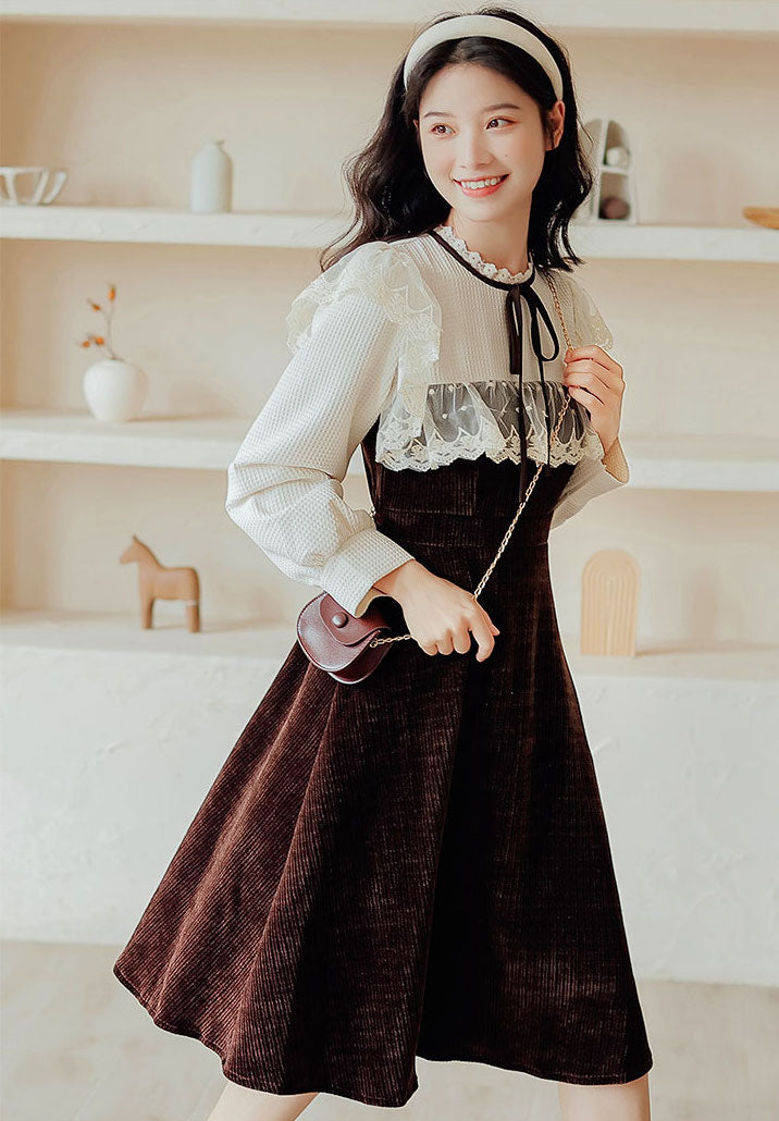 Sweater dress with lace skirt sale